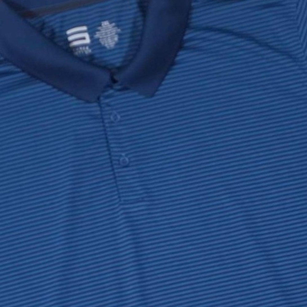 Three Sixty Six Mens 2XL Blue Striped Performance Golf Polo Shirt Short Sleeve